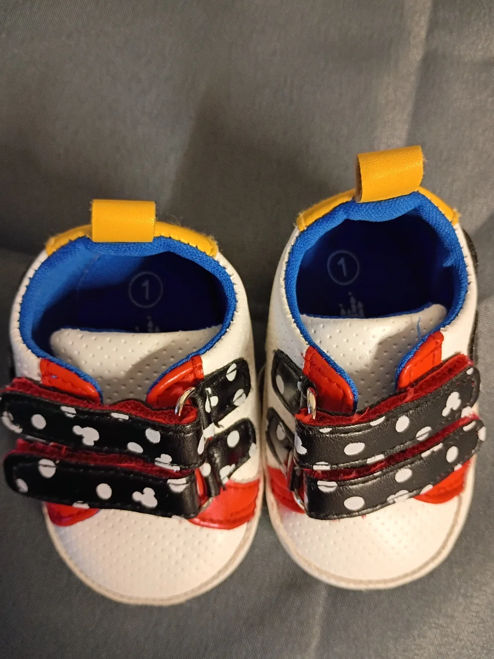 Baby White & Red Character Velcro Sneakers